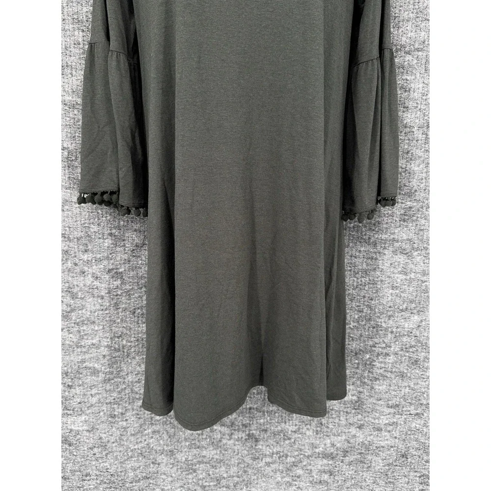 Johnny Was CALME T Shirt Dress Womens Small Mini Green Bell Sleeve Tassel Jersey